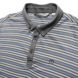 Travis Mathew Golf Polo Mens Large Gray Stripe Pima Cotton Shirt